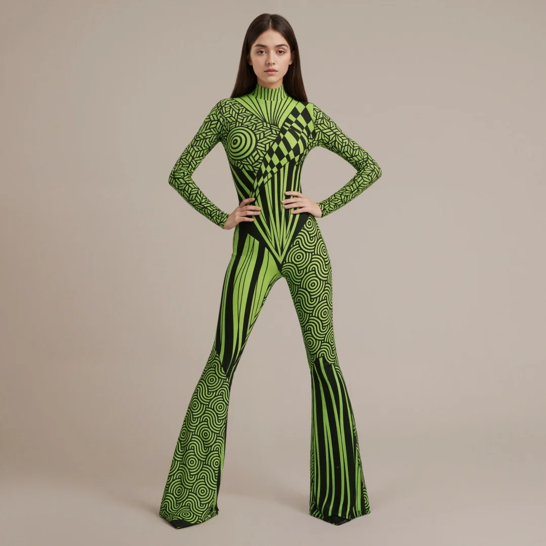 Damen Schmetterling-Flared-Jumpsuit Cosplay Dehnbarer Kostüm-Bodysuit für Zirkus, Karneval, Bühnenshow, Party, Halloween-Ausführung – Detail 9