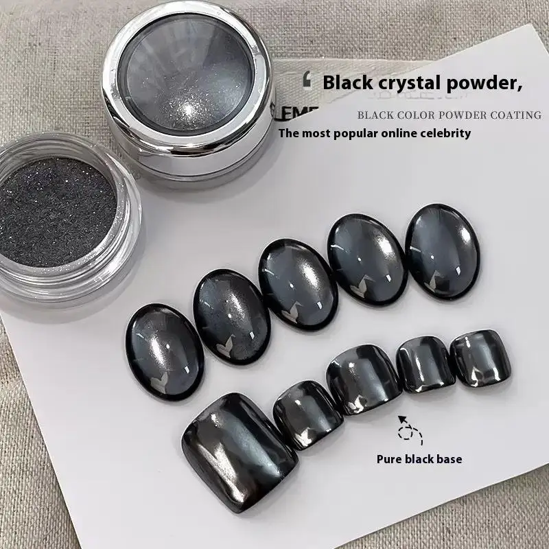 Black Crystal Coated Glitter Sequin Highlight Shine Nail Charm Nail Decoration Nail Salon Manicure Supplies