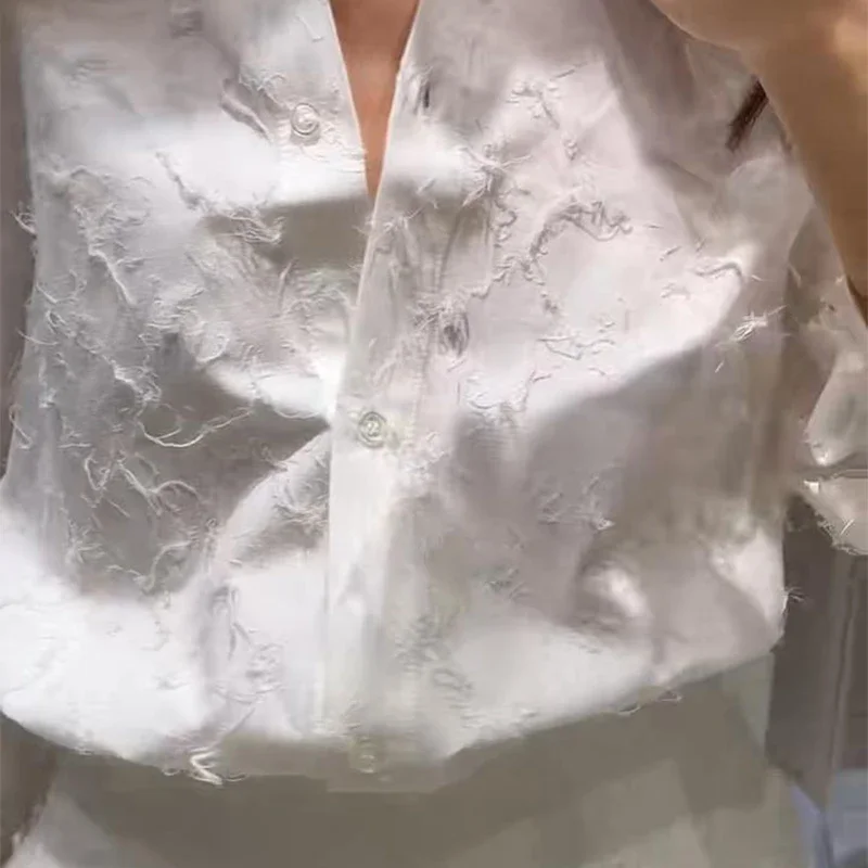 Fangokv エレガントなタッセルシャツスカート女性の衣装ラペル七分袖シャツプリーツスカート 2025 夏 2 個女性セット