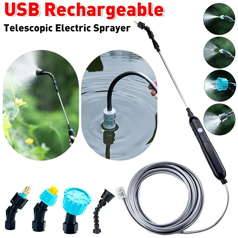 

Portable Electric Sprayer with 2/4 Mist Nozzles USB Rechargeable Battery Garden Sprayer Plant Yard Lawn Weeds Plants Sprayer