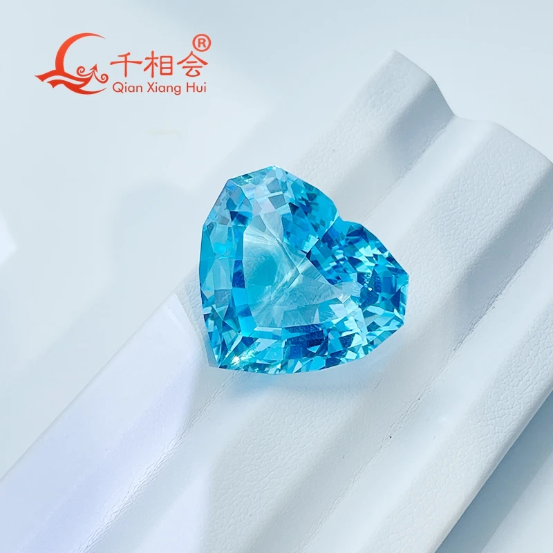 

Natural blue topaz heart shape natural cut 38.15ct gemstone loose stone jewelry making certificated