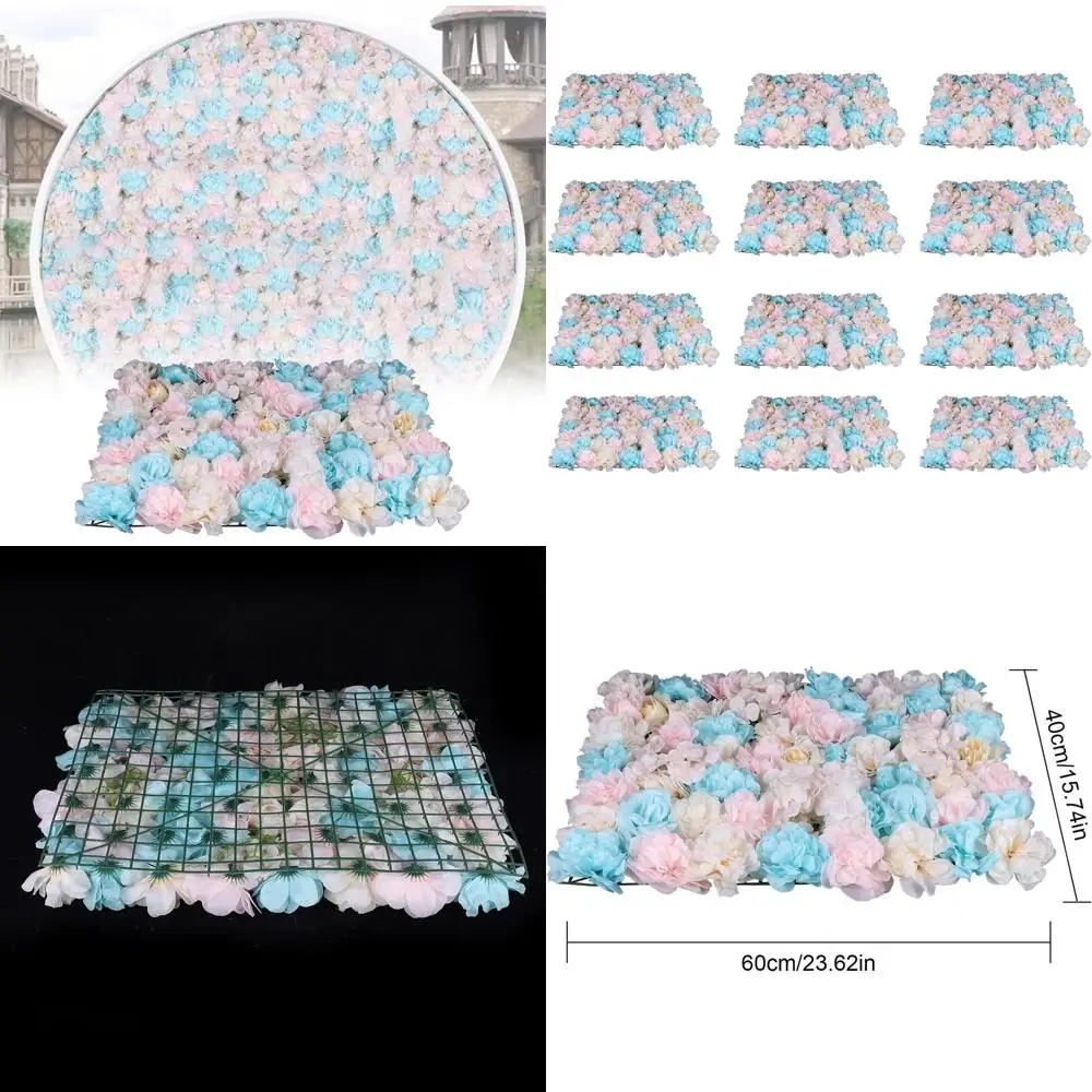 

Набор из 12 декоративных нижних стеновых панелей 24x16 с синими и розовыми гортензиями и розами для свадеб и мероприятий