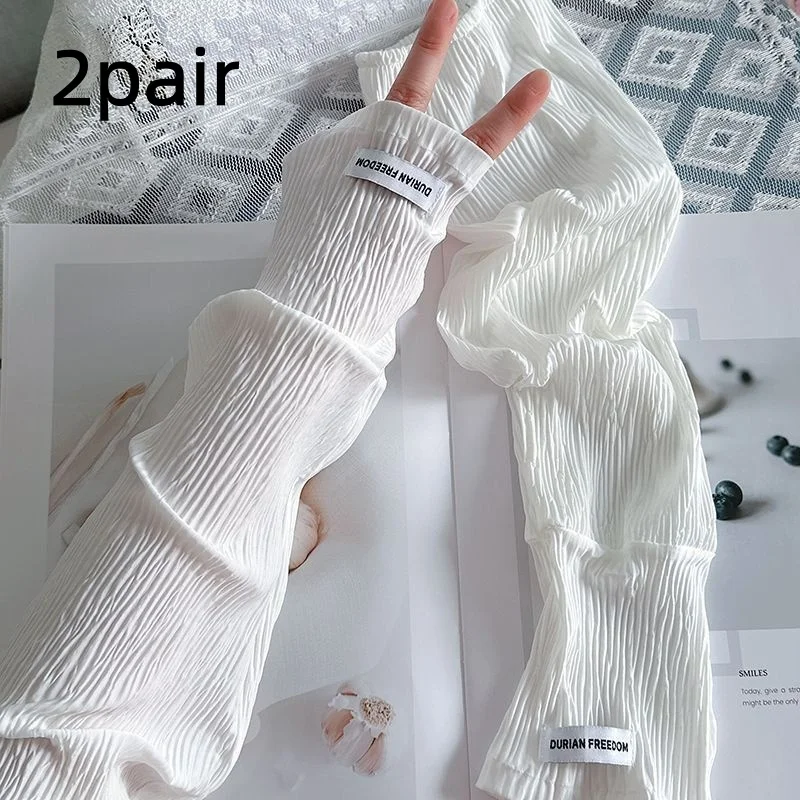 Summer Korean Simple Solid Ice Silk Sun Protection Arm Sleeves Anti-uv Cooling Arm Guards Cycling Driving Sun Block Sleeves