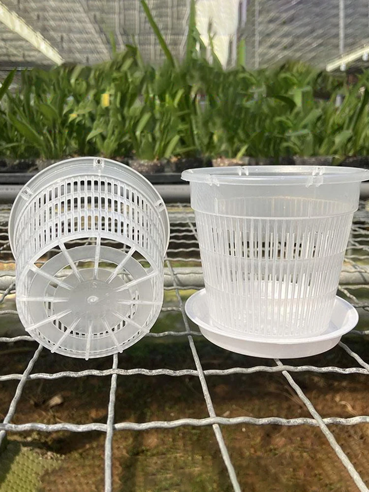 Pot de fleurs en plastique transparent pour fleurs d'orchidées, pot en maille, contrôle des racines, récipient de croissance respirant, jardin, 11 cm, 14cm