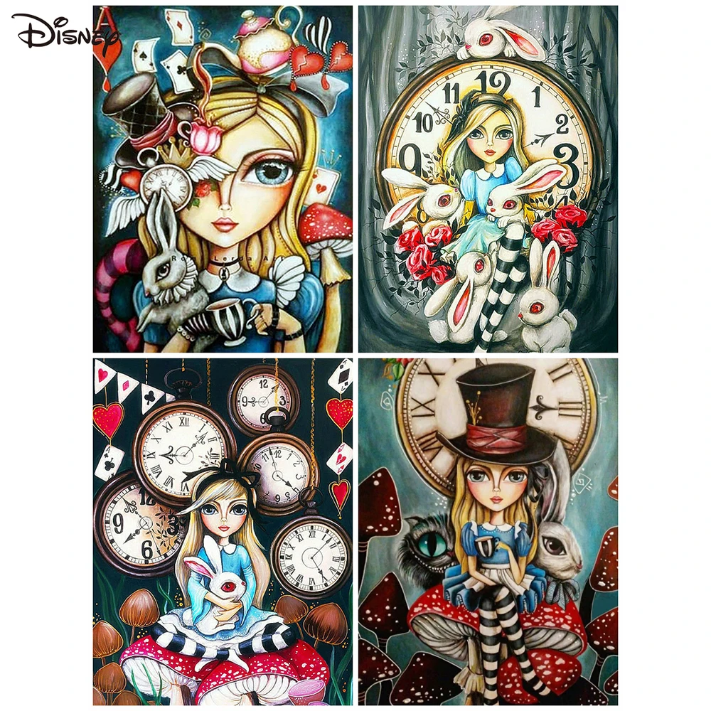 Disney 11CT Printed Canvas Alice In Wonderland Cross Stitch Artwork Cartoon Embroidery Set Handmade Knitting DIY Home Decoration