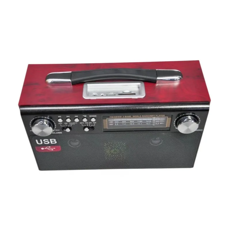 Two-Channel Stereo FM Radio, Desktop Bluetooth Speaker with Charging, Wooden Audio Case