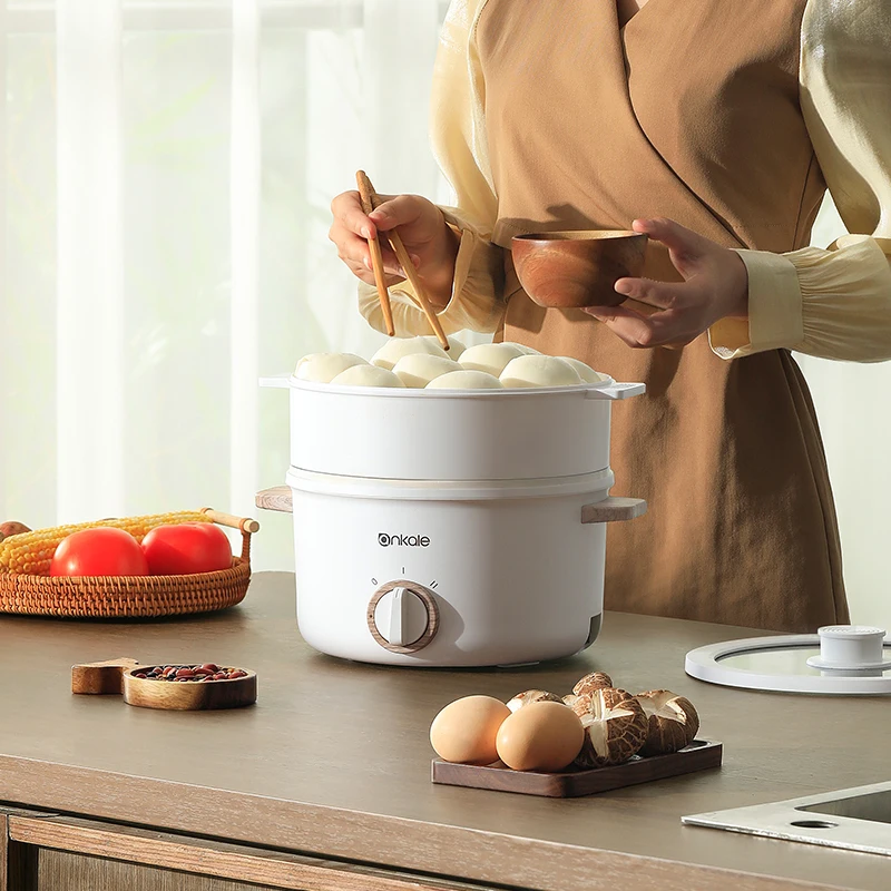 1.5L Điện Nồi Để Bàn Lẩu Di Động Multicooker Nồi Cơm Điện Hấp Thực Phẩm Nướng Điện Skillet Chảo Chiên 220V