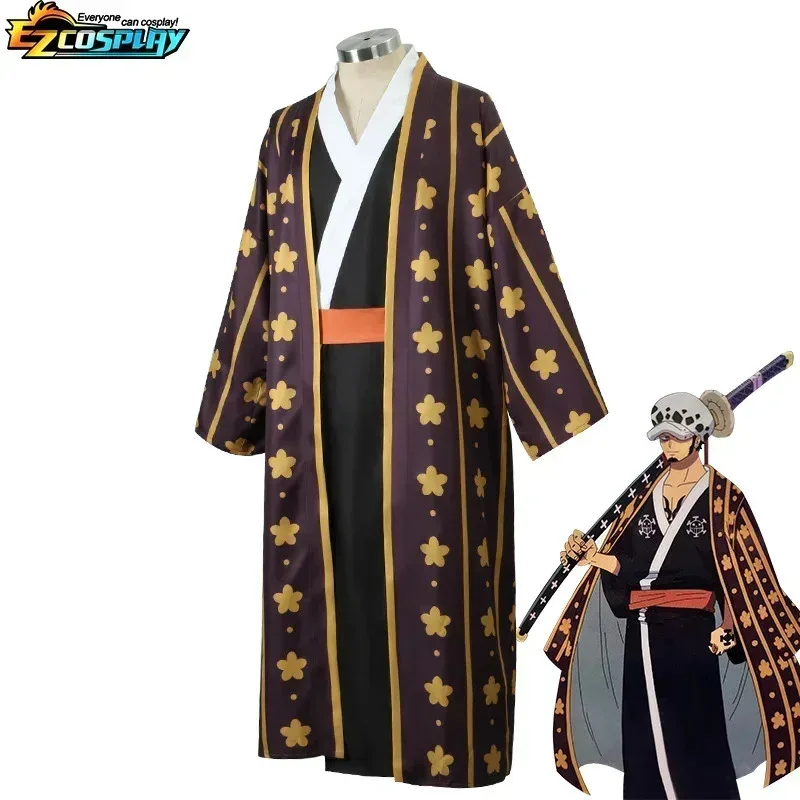 Trafalgar Law Cosplay Costume Anime One Piece Wano Country Law Kimono Uniform Full Set Halloween Carnival Party Suit Man