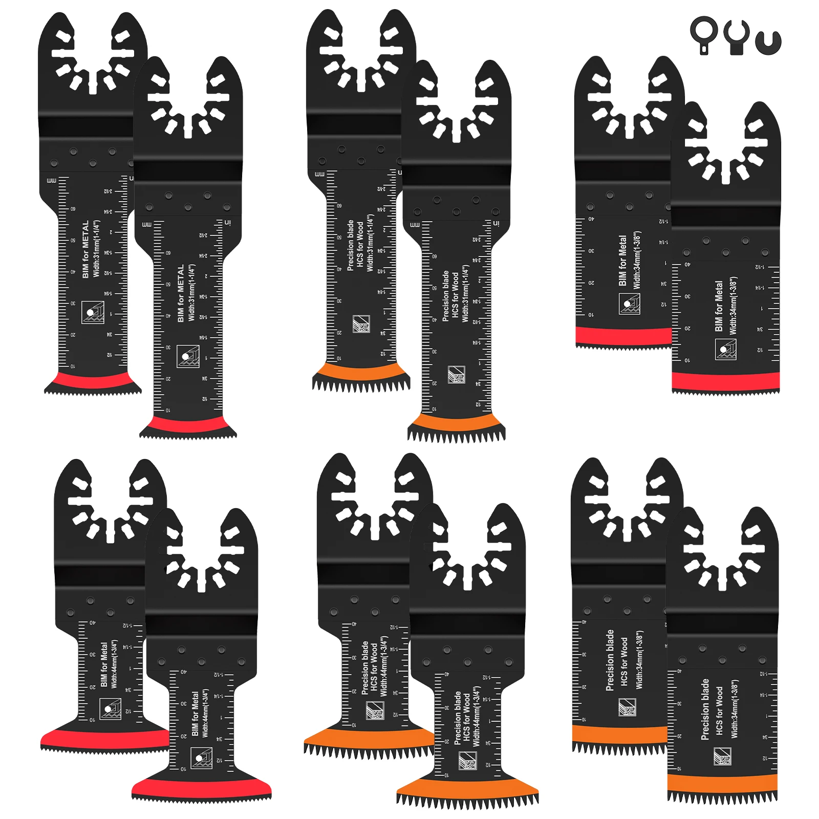 

12Pcs Oscillating Saw Blades Set Arc Edge Wear Resistant Bi-Metal Multitool Blades with Japanese Teeth for Versatile Cutting