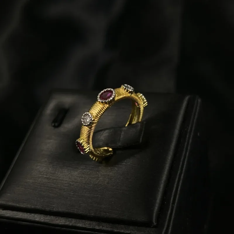 Designer New Retro Craftsmanship Luxury Ruby Adjustable Women's Ring Fashion Wedding Banquet Women's Ring Jewelry Gift