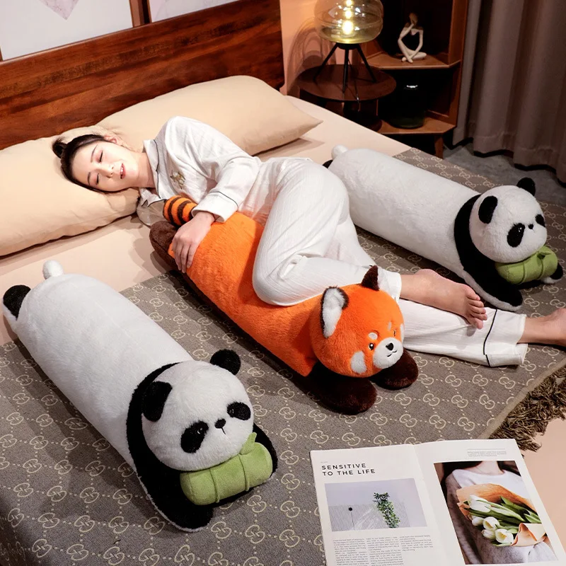 Kawaii Panda Red Panda หมอนยาวนุ่ม Soothing Huggable หมอนกลับหมอน Nice Sleeping Companion ตกแต่งห้องน่ารัก