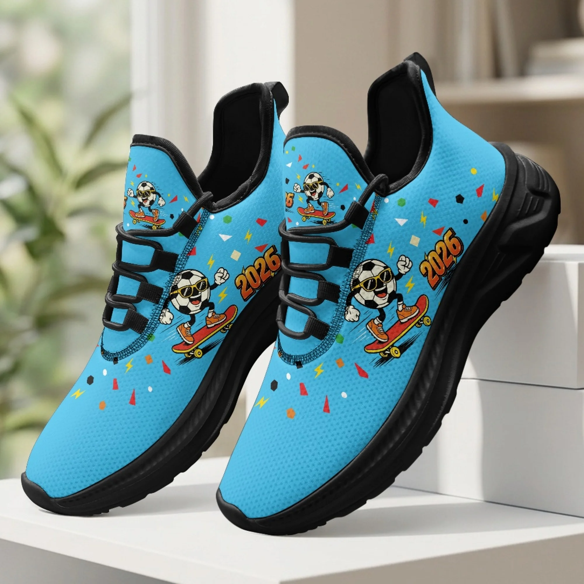 XIXIRIMIDO Cartoon Soccer Womens Walking Shoes Breathable Football Sneakers Mens Gym Sports Casual Fashion Shoes Trainers Shoes