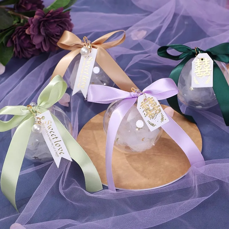 

20/30Pcs Round Ball Wedding Candy Box Circular Transparent Acrylic Gift Boxes Packaging Bag Baby Shower Favors Party Supplies