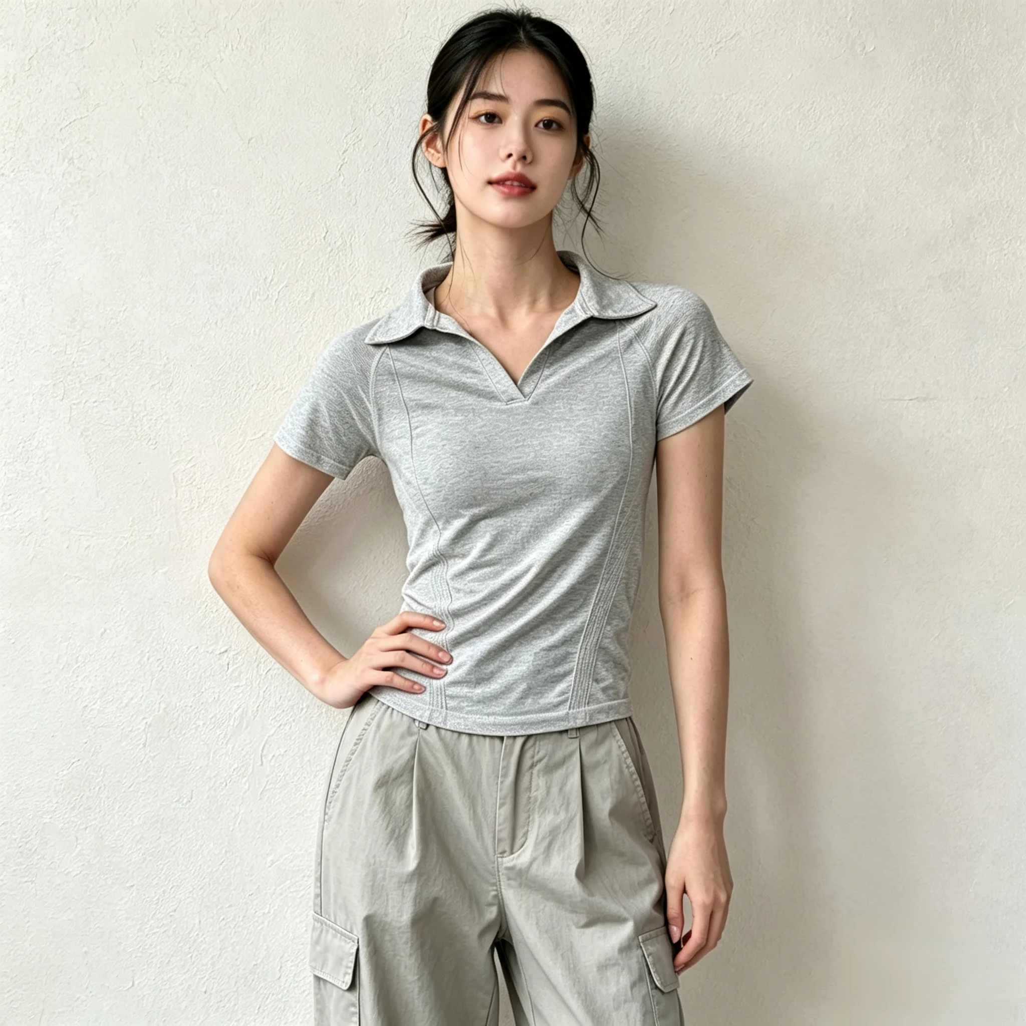 Damen Sommer Poloshirt mit Umlegekragen, schnelltrocknend, atmungsaktiv, Tennis-T-Shirt, für Outdoor-Sport, Pilates, Laufen. – Detail 5