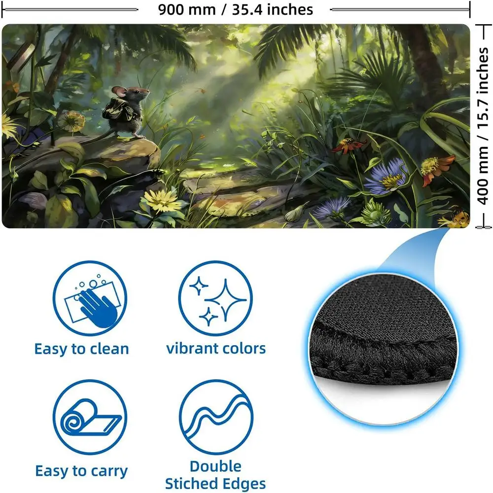 

Interesting Little Squirrel XXL Gaming Mouse Pad Thickened Lock Edge Computer Desk Pads Rubber Anti slip Laptop PC Accessories