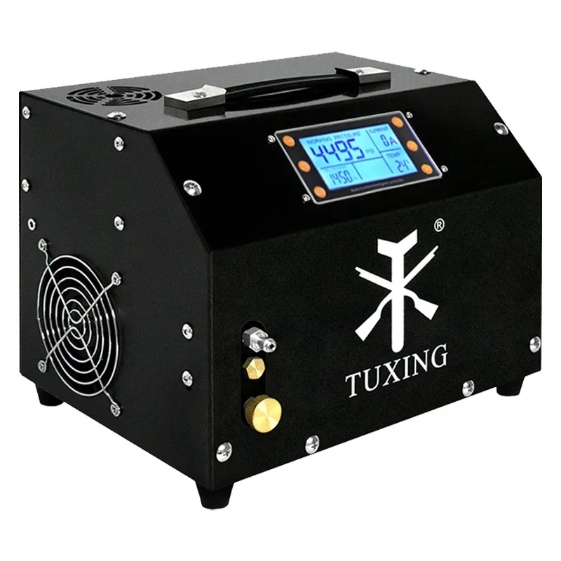 TUXING TXET063 300Bar 12V PCP Air Compressor LCD Display Portable 4500Psi High Pressure Compressor Auto-Stop with 12V Adapter