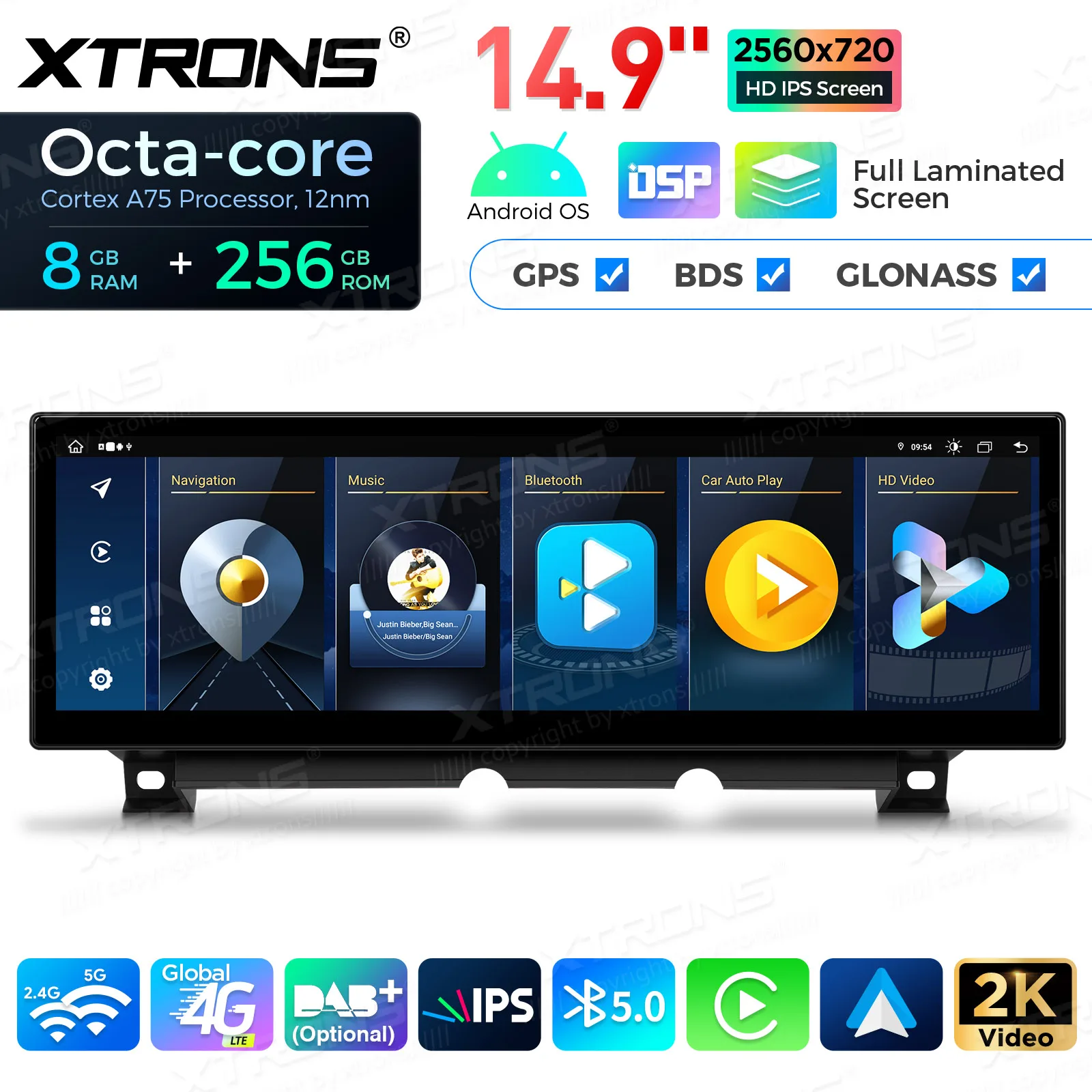 XTRONS 14.9'' Android 14 Car Stereo Player GPS Navigation For BMW 7 Series F01/F02 NBT System LHD Bluetooth Carplay Auto 8+256GB