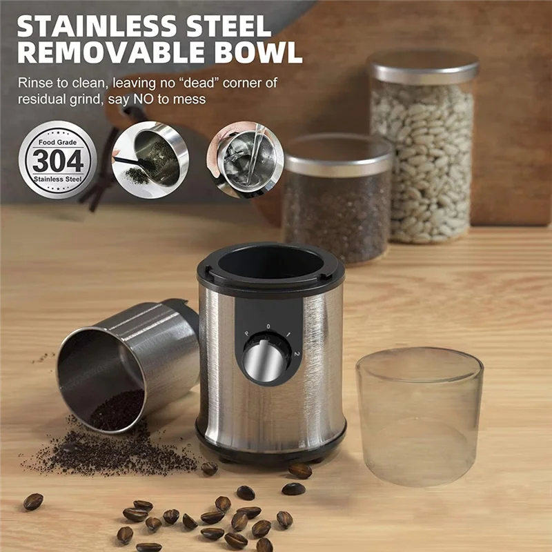 CKFAM-Electric Coffee Grinder, Multifunctional Grain Mill For Home Use, For Coffee Beans,Spices,Herbs And Dry Grains EU Plug