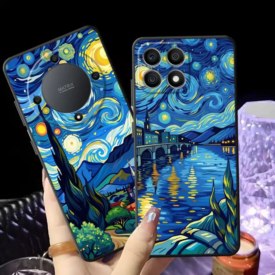 

Черный мягкий чехол для телефона Honor X8 8X X9a 70 200 400 Lite X5b Magic5Lite X6 X7 90 Картина маслом