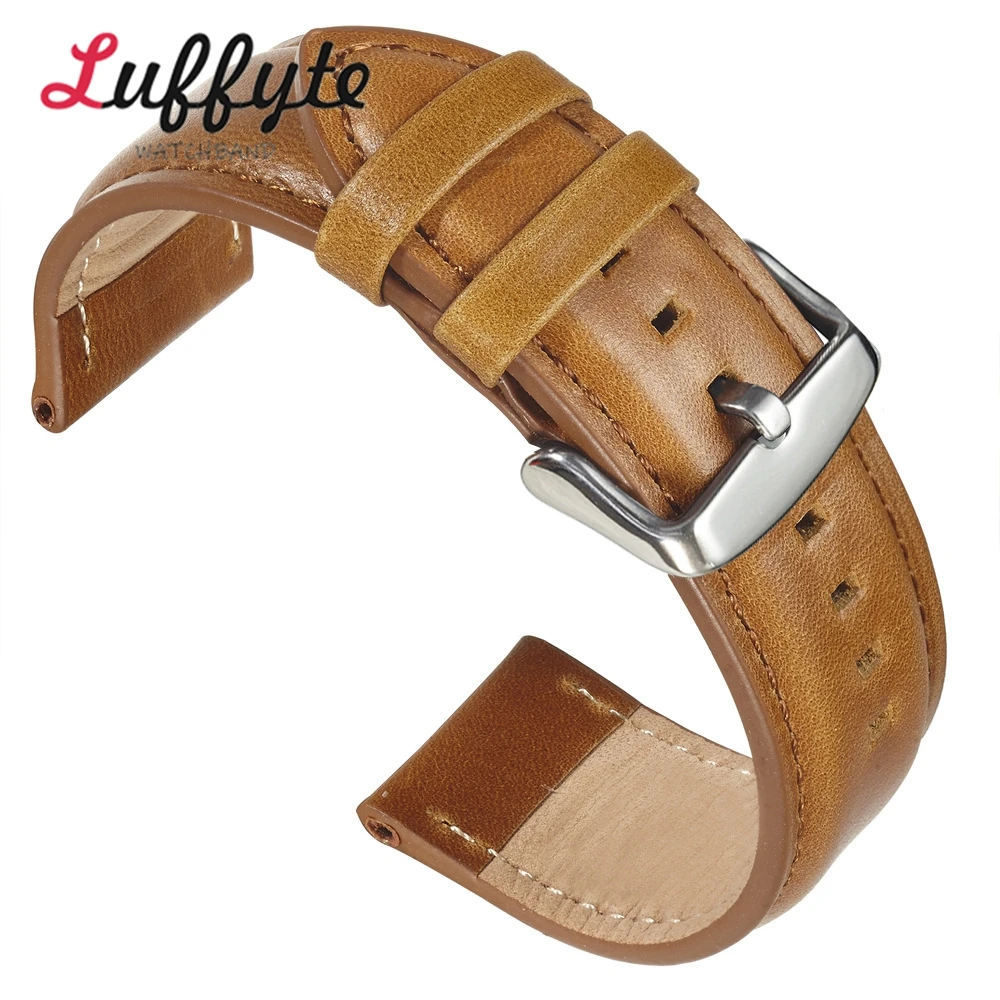 Быстросъемный кожаный ремешок для часов 20 мм 22 мм Черный Коричневый браслет Универсальный сменный ремешок для часов