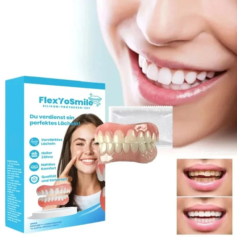 Kit in silicone Protesi Fodere in silicone Kit per protesi morbida Kit per protesi morbida Denti Set superiore e inferiore Facile da usare Cura dei denti