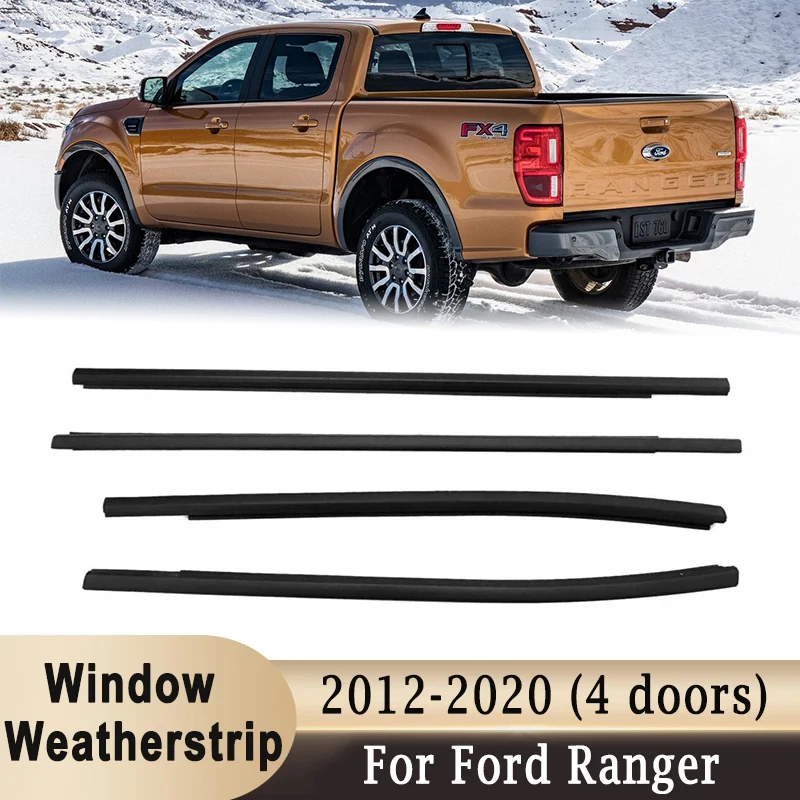 

4Pcs Door Window Weatherstrip for Ford Ranger 2012-2020 (4 doors) Weather Striper Exterior Side Door Moulding Trim Sealing Belts