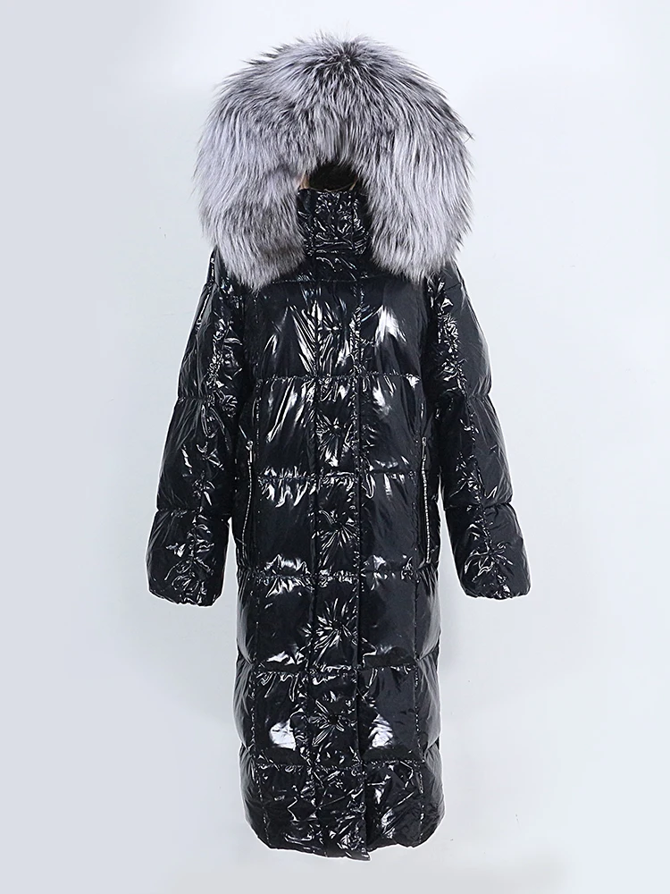 MENINA BONITA 2022 New Real Natural Raccoon Fox Fur cappotto invernale con cappuccio X-long Women White Duck Down Jacket capispalla caldi lucido