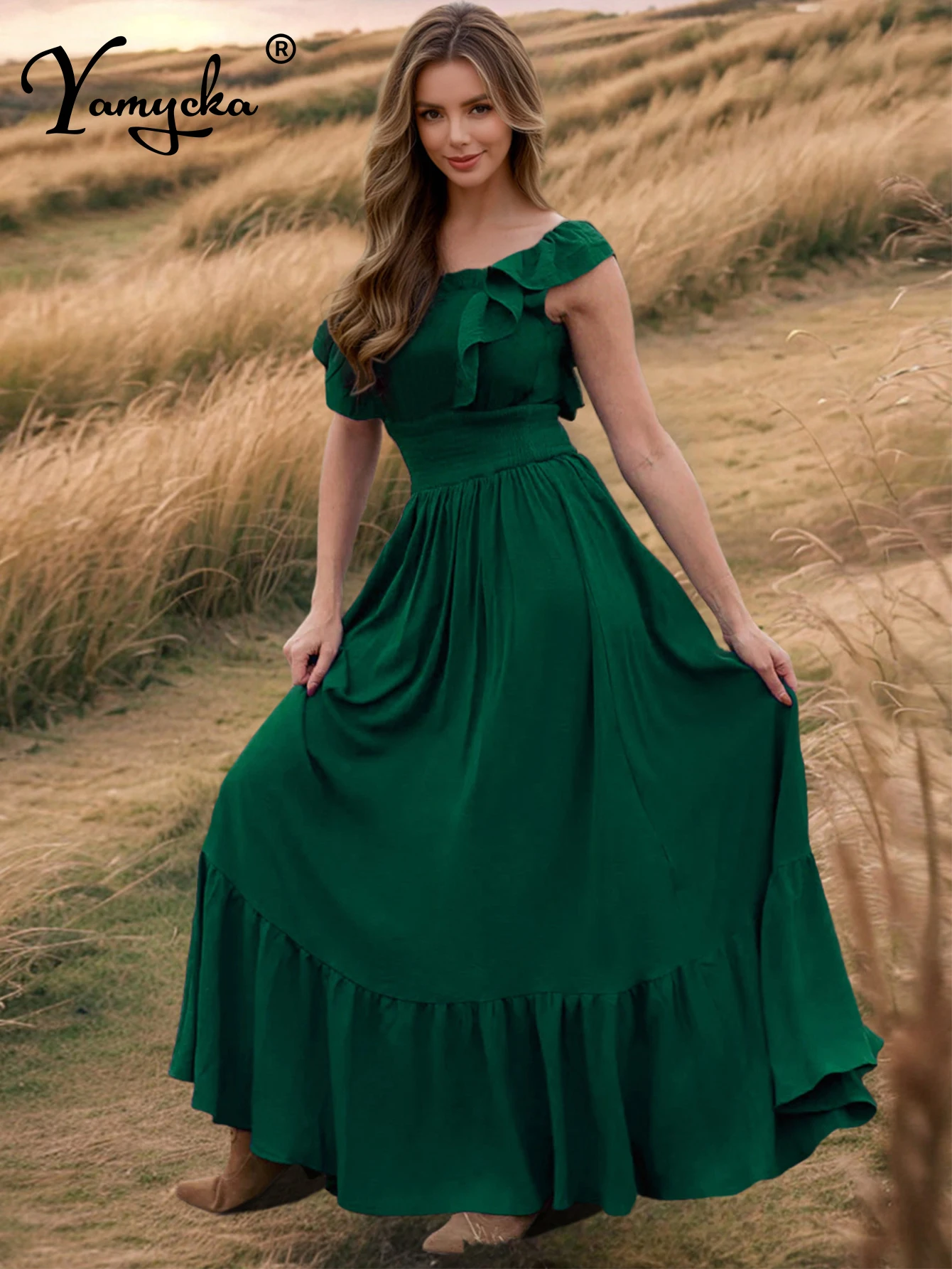 Abito estivo maxi senza schienale con volant sexy donna elegante boho vacanza festa di compleanno abito donna ballo di fine anno abiti lunghi vestido