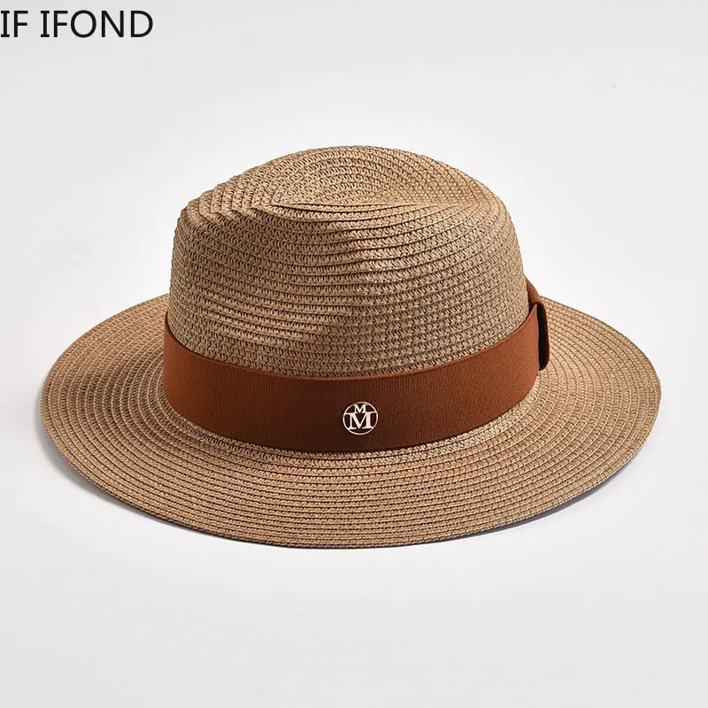 Summer Straw Hats for Women Men Panama Travel Beach Sun Hat Ribbon Decoration Elegant Luxury Jazz Hat