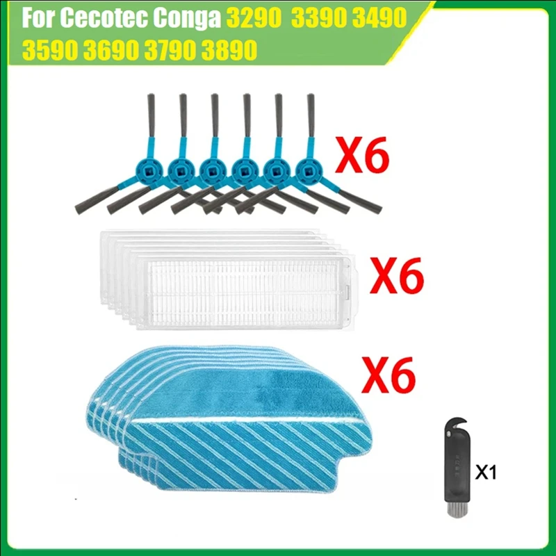 สำหรับ cecotec Conga 3290 3390 3690 3590 3890อัลตร้าไทเทเนียมสูญญากาศแทนที่อุปกรณ์เสริมแปรงด้านข้างแผ่นกรอง HEPA ซับเศษผ้า
