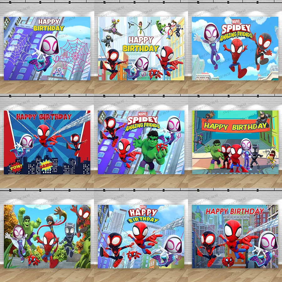 

Spider-Man And His Amazing Friends Backdrop Spiderman Birthday Photo Background Spidey Baby Shower Banner Party Decor