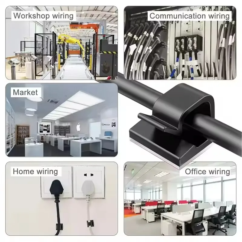 10/20/40/80pcs Self Adhesive Cable Clips Cord Management Wire Holder Organizer Clamp Desk Tidy Cable Manager In Home Office Clip