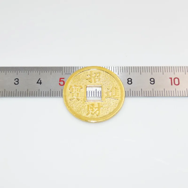 2.8CM Golden Chinese Ancient Feng Shui Lucky Coin Good Fortune Dragons Antique Wealth Money For Home Crafting Collection Gift