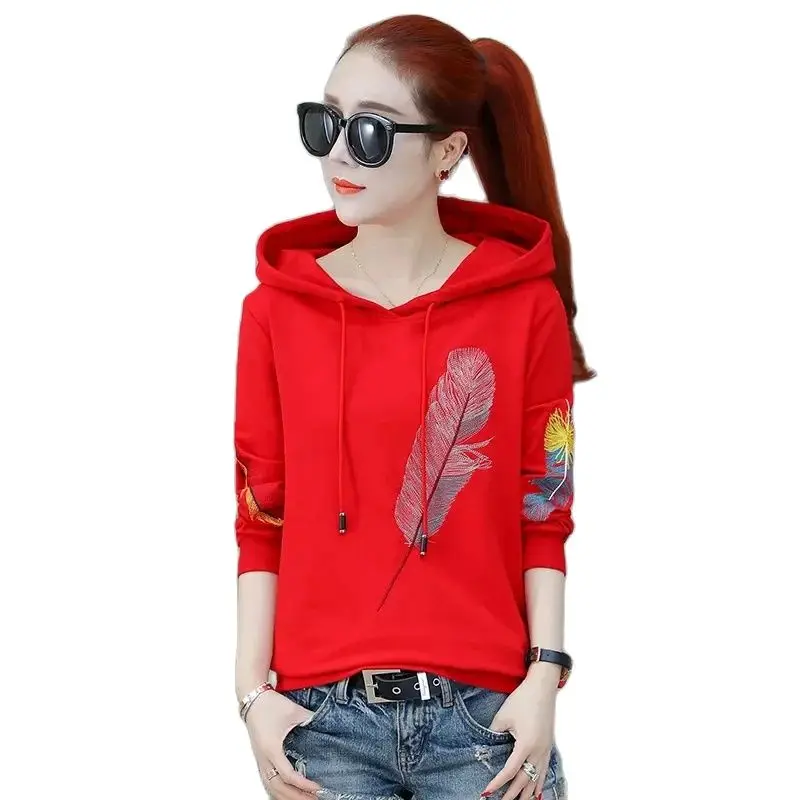 

Short Hoodie Women Spring Summer Style 2024 New Loose Pullover Casual Hooded Tops Fashion Printing Drawstring Top Female