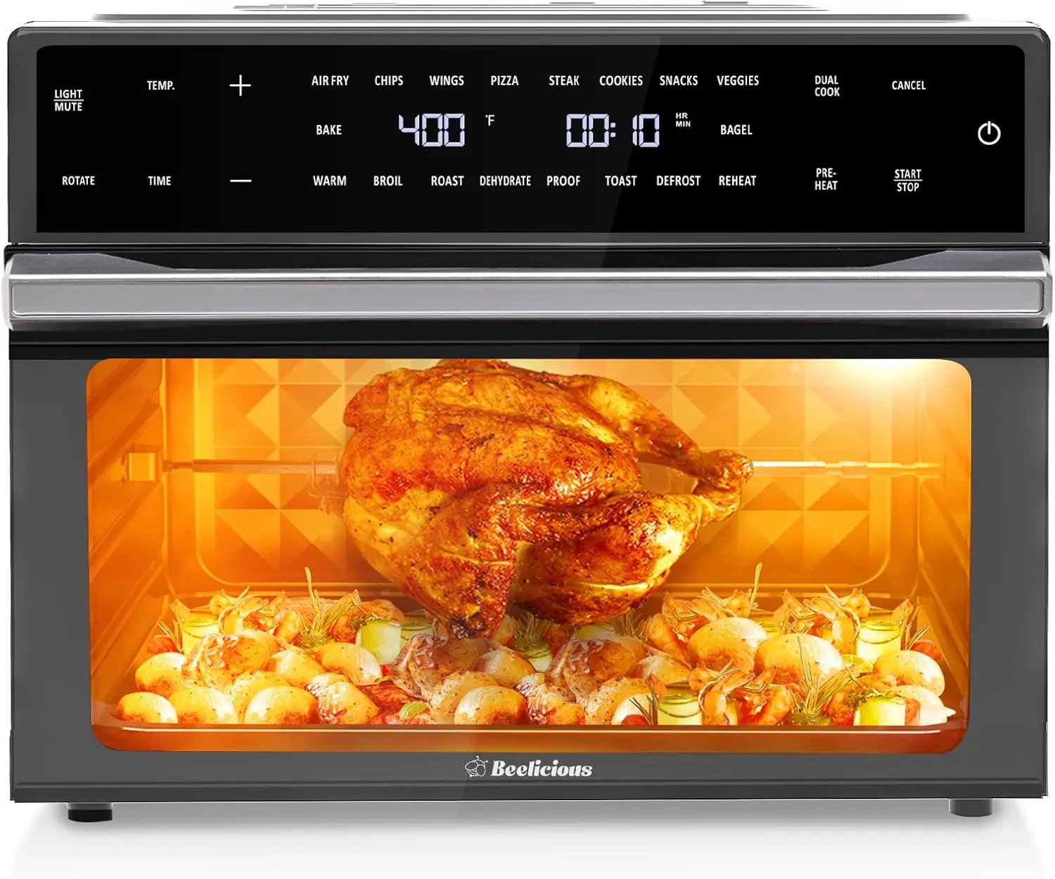 

Extra Large Air Fryer, 19-In-1 Air Fryer Toaster Oven Combo with Rotisserie and Dehydrator, Digital Convection Oven Counter