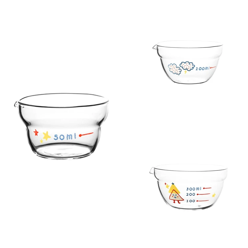 Copo de medição de vidro resistente ao calor, Bicos individuais, Café claro, Taça do café da manhã, Chá com leite, 50 100 300ml