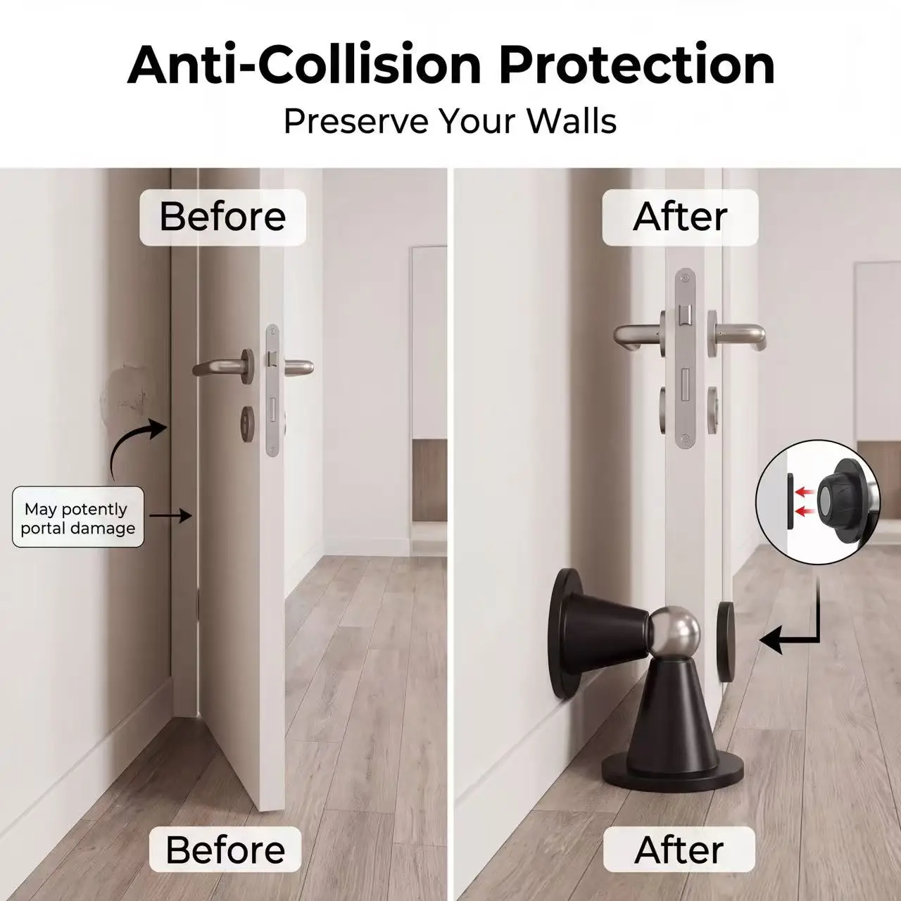 Drill‑Free Magnetic Door Stopper for Household Use, Strong‑Magnet Silicone Silent Anti‑Collision Door Catch for Indoor Bathroom