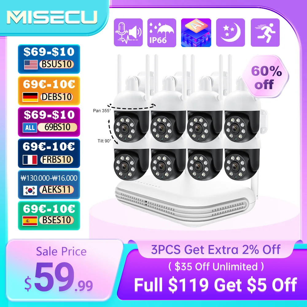 MISECU-Smartphone 8CH, 4MP, PTZ, WiFi, IP, CCTV, NVR