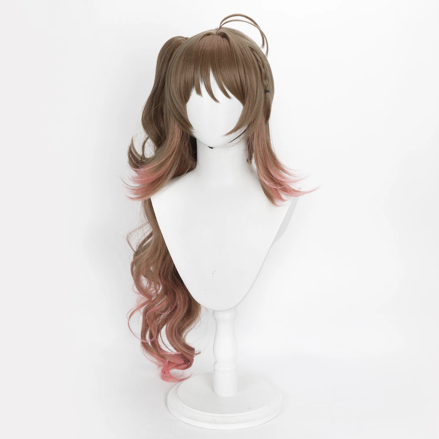 Peruca cosplay eyjafjalla longa 85cm anime jogo peruca arknights ombre marrom peruca sintética divisão rabo de cavalo mulher peruca cosplay com franja