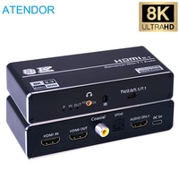 8K 60HZ 48g HDMI-Compatible Converter HDMI2.1 Audio Extractor With 7.1CH/5.1/2.0 Coaxial Optical Toslink AUX HDCP2.3 Dolby Atmos