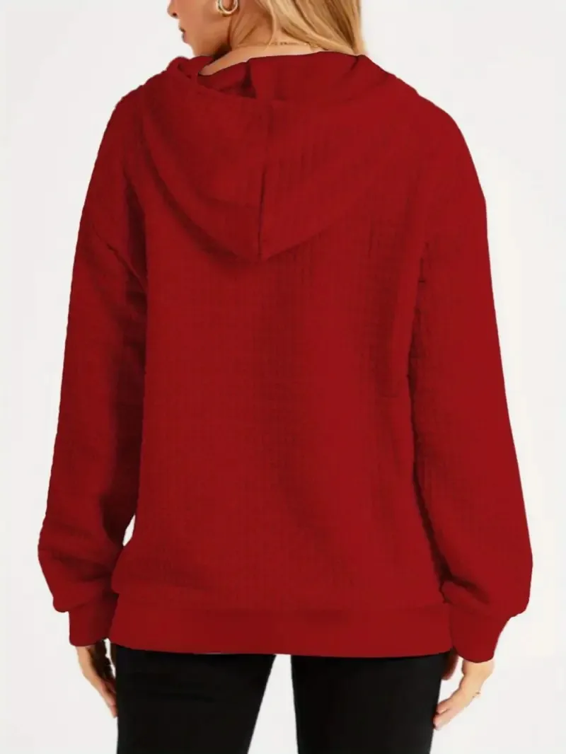 Sudadera con capucha tipo gofre acogedora de talla grande para mujer, la playa está llamando el gráfico tropical con palmeras y puesta de sol, ropa cómoda de invierno