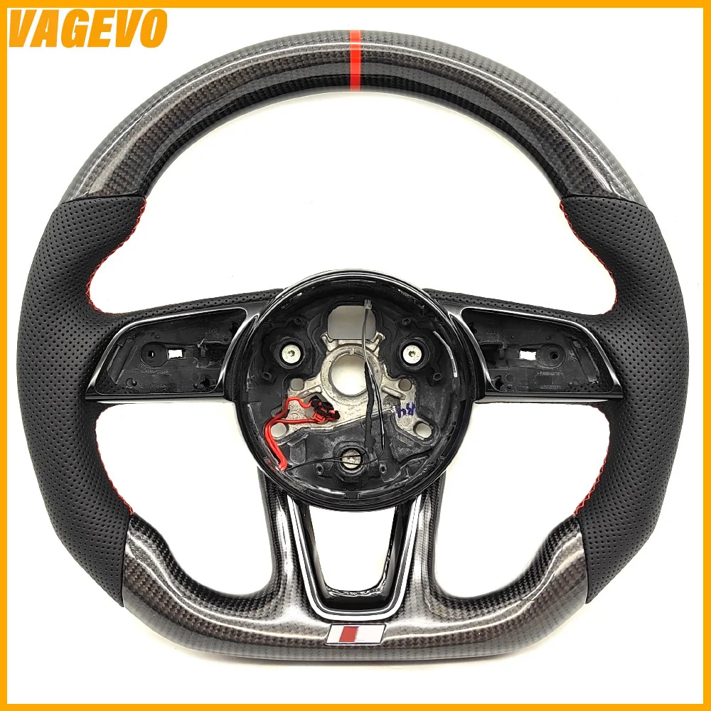 Carbon fiber perforated leather sports steering wheel with heating For Audi RS3 RS4 RS5 A3 A4 B9 A5 S3 S4 S5, Car Accessories