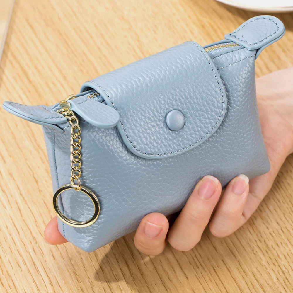 Genuine Leather Women's Small Coin Purse Exquisite Mini Storage Bag Cowhide Large Capacity Coin Bag