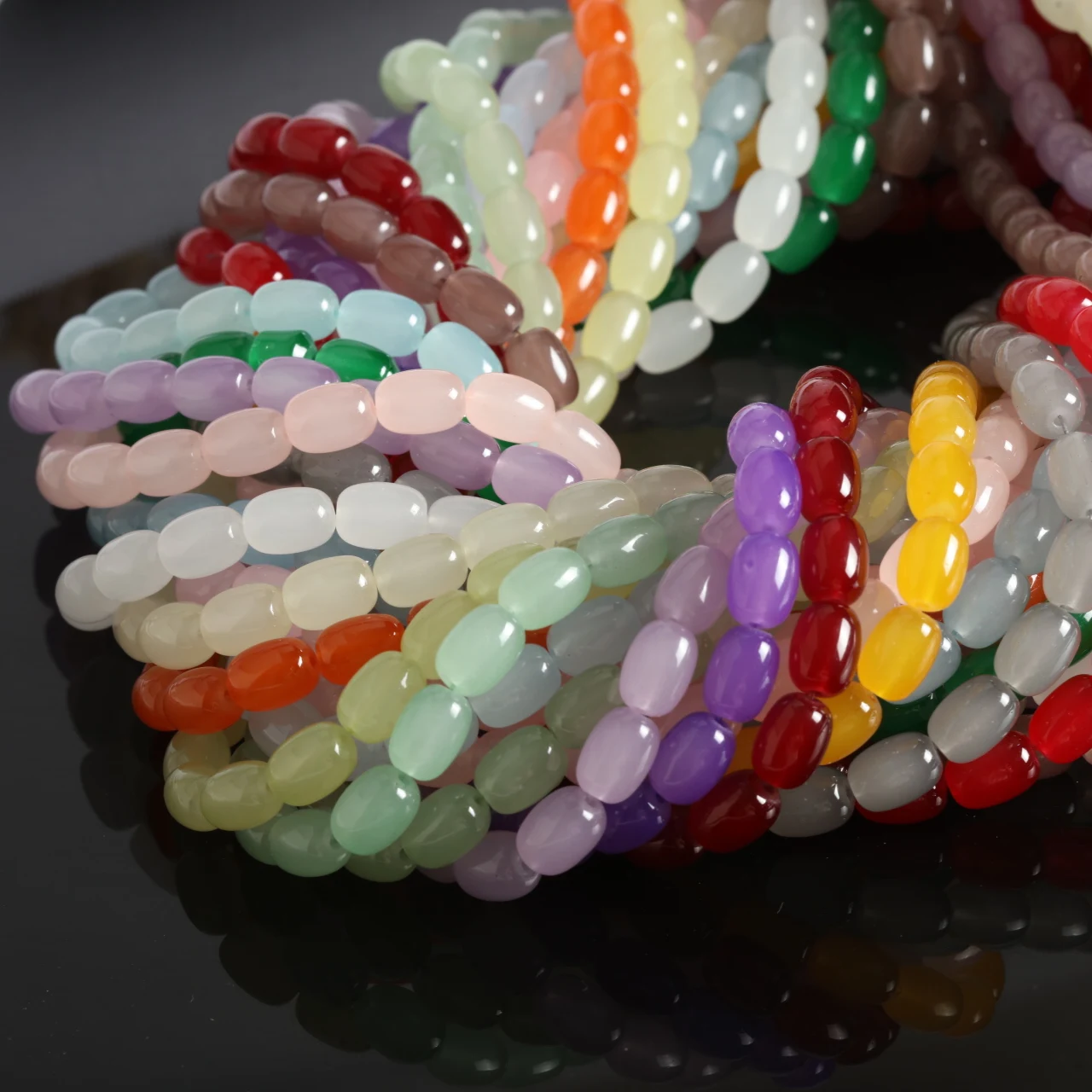 8x11mm Imitation Jade Glass Beads Colorful Alien bucket bead Spacer Loose Beads For Jewelry Making Diy Bracelet Accessories