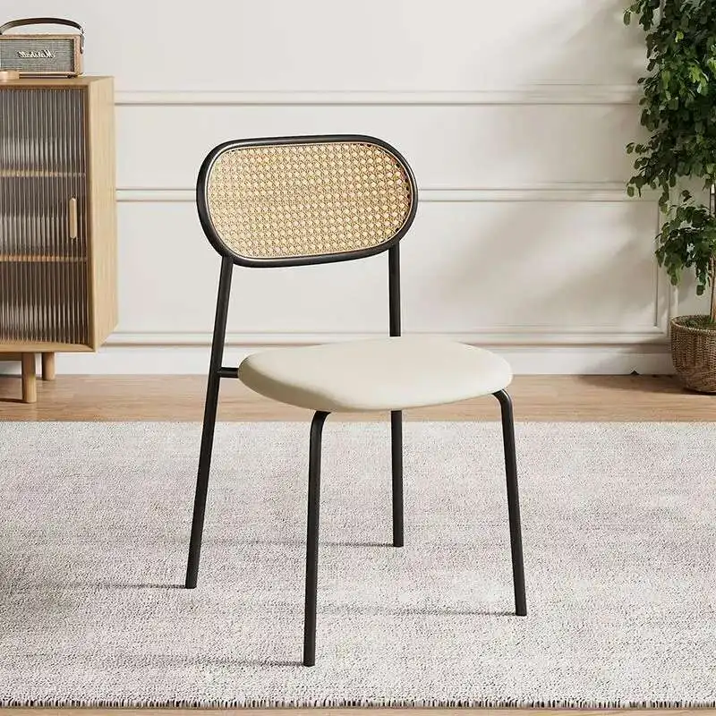 

Lounge Hotel White Dining Chair Ergonomic Minimalist Unique Kitchen Cane Dining Chair Green Designer Cadeiras Rattan Furniture