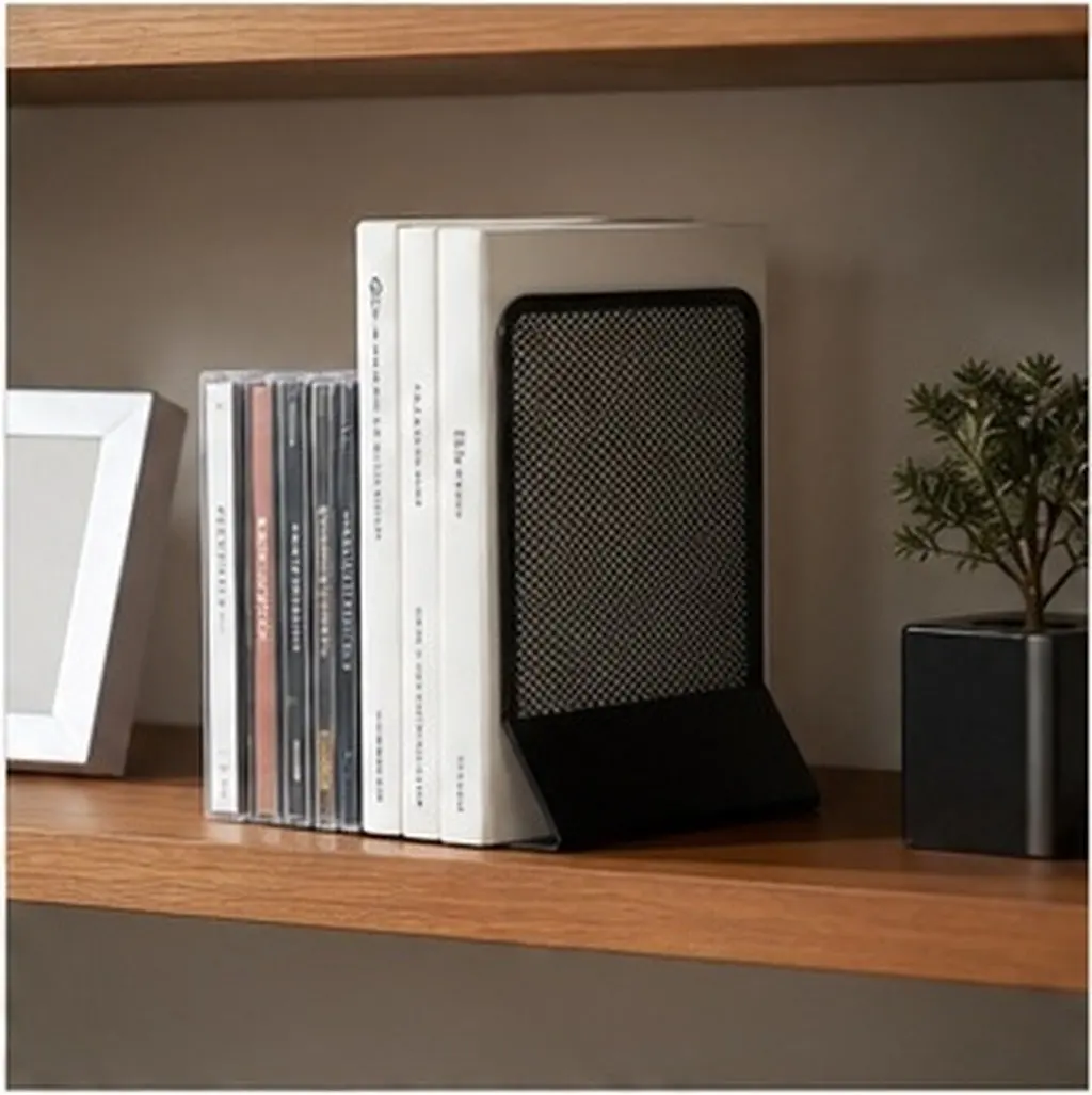 Heavy Duty Metal Bookends for Shelves Black Book End Decorative Book Stopper for Heavy Books Home Office Desk Organizer