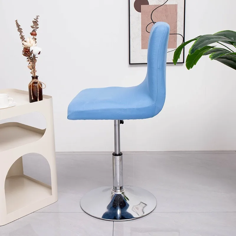 2PC Elastic Milk Silk Chair Slipcovers Solid Color Low Back Office Stool Covers for Home Hotel Restaurant Reception Bar Counter