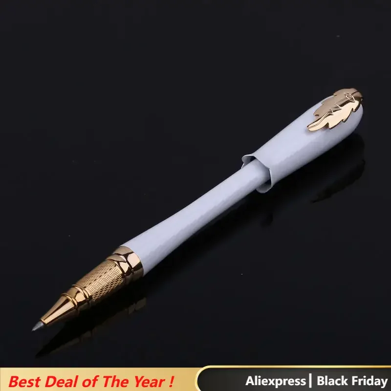 Picasso 986 Greek Irene  Rollerball Pen Female Gift White Bud Cap Leaf Clip Office Signature Homework Exam Writing