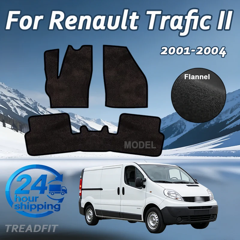 Flannel Velour rugs set for Renault Trafic II delivery (2001-2014) -Black