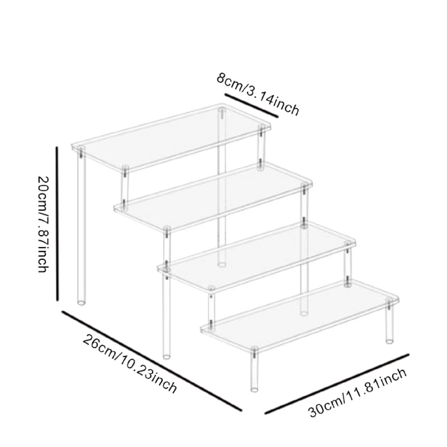 1-4 Tier Acrylic Display Stand Durable Display Rack For Cupcake Perfume Doll Transparent Trapezoidal Blind Box Storage Shelf